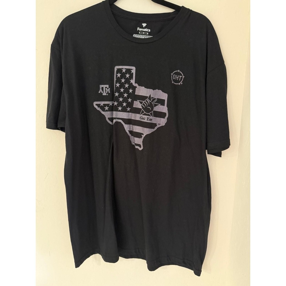 Men's Fanatics OHT Texas A&M Aggies -Gig 'Em/Map Black T-shirt -Size XL-NWOT